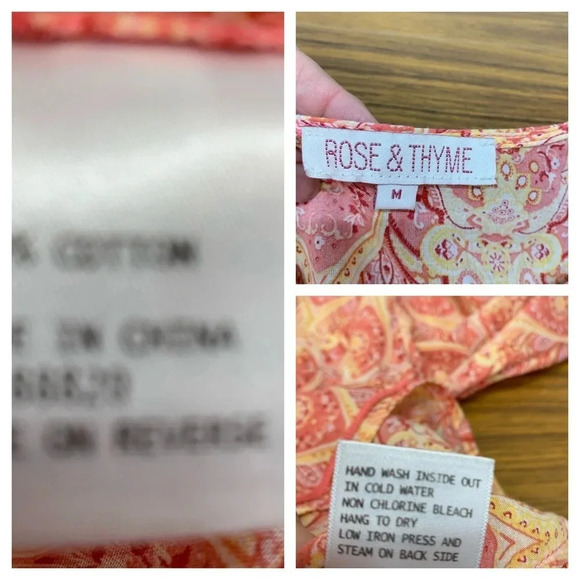 Rose & Thyme Tunic‎ Top Woman Medium Abstract Print Embroidery 100% Cotton K2 - Picture 6 of 10